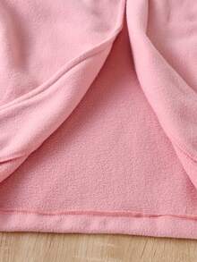 SHEIN 女大童素色連帽腰帶外套和緊身打底褲不帶T恤 - 粉色 - 查看 4