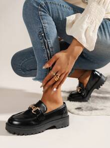 Zapatos Planos Para Mujer, Zapatos De Mujer Suave Y Transpirable, Zapatos De Mujer Solos Lindos Y Casuales, Zapatos Británicos Pequeños Grueso Con Suela Gruesa Para Otoño, Nuevos Zapatos Pequeños Con Estilo Británico Y Forma De Zapato De Lona Para Mujer, Mocasines Suave Para Mujer, Nuevos Zapatos Pequeños Con Estilo Británico Y Forma De Zapato De Lona Con Tacón Grueso Para Mujer, Zapatos Planos Solos - Negro - Ver 2