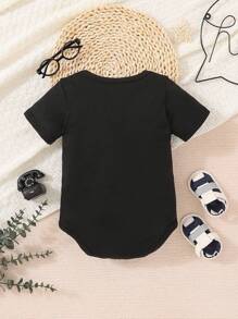Baby Letter Print Baby Casual One-Piece Short Sleeve Cute Crawler