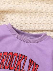 Baby Girl Letter Graphic Sweatshirt - Purple - View 6