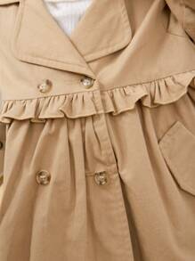 SHEIN Baby Girl Double Breasted Trench Coat - Khaki - View 5