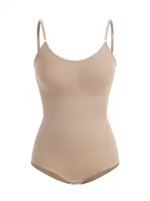 SHAPORA 素色連體緊身衣 - 杏色 - 查看 2