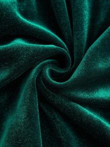 SHEIN DECDS 蕾絲裝飾甜心領燈籠袖天鵝絨連身裙俱樂部女裝綠色連身裙派對女裝長裙連身裙帶袖復古衣服冬季連身裙聖派翠克節 - 綠色 - 查看 9