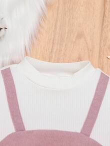 SHEIN 女嬰熊裝飾假兩件洋裝 - 粉色 - 查看 5