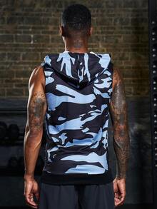 Manfinity Sport Corelite Men Camo Print Hooded Sports Tank Top - Multicolor - View 2