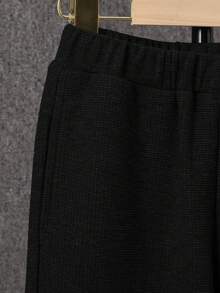 SHEIN Tween Boy Letter Patched 2 In 1 Hoodie & Sweatpants - Black - View 3