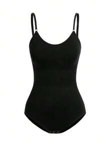 Shapelle Forme Women's Black Tummy Control Shapewear Bodysuit Slimming Backless Briefs