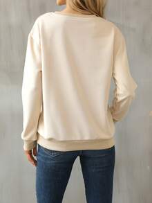 DEARCASE Halloween Pumpkin And Letter Graphic Sweatshirt - Apricot - View 2