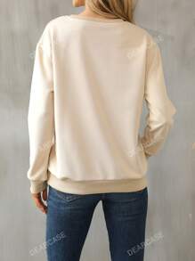 DEARCASE Halloween Pumpkin And Letter Graphic Sweatshirt