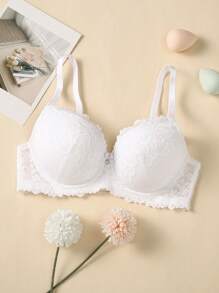Sujetador De Encaje Floral Con Aros - Blanco - Ver 4