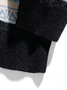 男士字母圖案落肩袖套頭毛衣