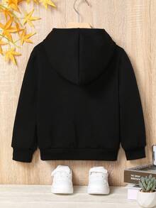 SHEIN 男童字母图案卫衣 - 黑色 - 查看 2