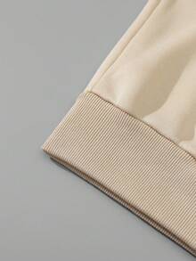 SHEIN EZwear Talla grande Sudadera con estampado de letra con forro térmico - Albaricoque - Ver 5