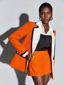 Maija 雙色前紐扣襯衫 - 黑與白 - 查看 7