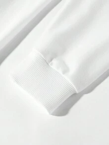 Manfinity EMRG Men Letter Graphic Sweatshirt & Drawstring Waist Sweatpants - White - View 3