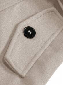 Manfinity Homme 男士1入組雙排釦金屬扣環腰帶花呢外套 - 杏色 - 查看 3