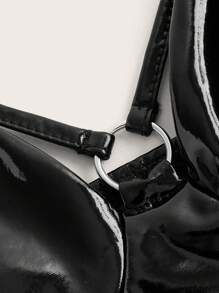 SHEIN ICON 鏤空緊身上衣PU皮革連體衣