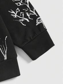 ROMWE Hippie mặt trời & In Nấm Áo nỉ - màu đen - Xem 3