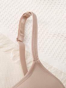 Talla grande Sujetador push up unicolor con aro - Beis - Ver 3