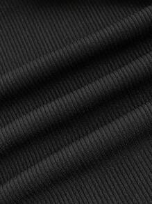 SHEIN EZwear Plus Letter Graphic Zip Up Hoodie - Black - View 4