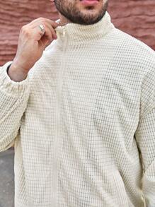 Manfinity Homme Quá lớn Nam Dây kéo Thả vai Áo khoác - Màu be - Xem 5