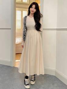 Dazy Star Solid A-line Dress - White - View 6