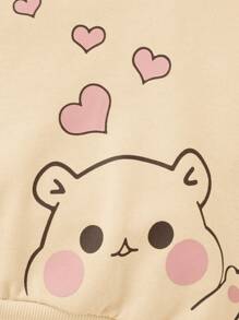 SHEIN Baby Girl Cartoon Graphic Sweatshirt - Apricot - View 4