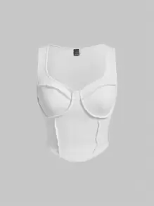 SHEIN MOD Solid Bustier Tank Top - White - View 1