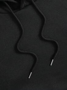 SHEIN LUNE 蝴蝶和雛菊圖案袋鼠口袋抽繩加絨內裏連帽衫