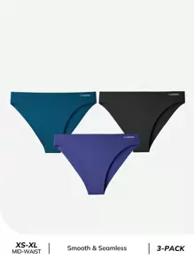 LUVLETTE 3-Pack Mid Waist No-Show Bikini Women Underwear Panties Set - Multicolor - View 2