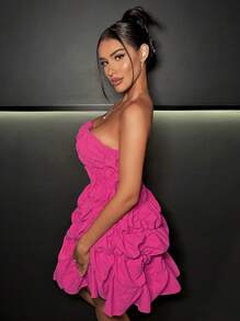 SHEIN SXY Ruffle Hem Tube Dress - Pink - View 4