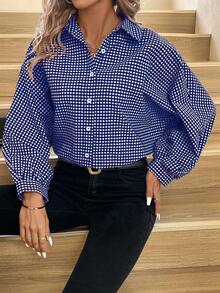 SHEIN LUNE Plaid Print Button Front Shirt - Multicolor - View 4