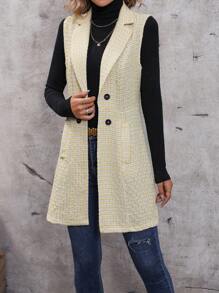 SHEIN Privé 格紋雙排釦西裝領外套馬甲