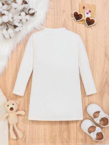 SHEIN 女嬰熊裝飾假兩件洋裝 - 粉色 - 查看 2