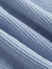 SHEIN MOD Plus Solid Crop Knit Top - Blue - View 3