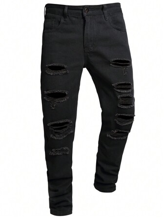 Men Plus Ripped Frayed Skinny Jeans