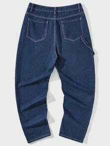 Manfinity RebelGame Loose Fit Men's Jeans With Slant Pockets And Topstitching, Straight Leg - Blue - View 2