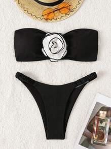 SHEIN Swim 女士 3d 花卉泳衣套裝