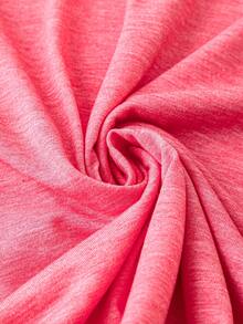 SHEIN LUNE Plus Button Detail V Neck Tee - Pink - View 3