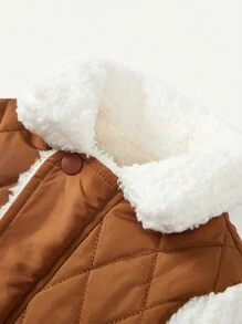 男嬰羊絨領口毛絨面板絎縫外套 - 咖啡棕 - 查看 6