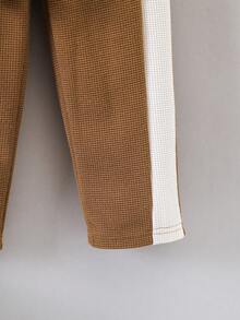 SHEIN 男小童熊貼布連帽衫&拼接側邊接縫長褲&包 - 彩色 - 查看 3