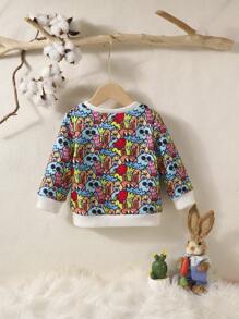 Bebé niño Sudadera con estampado de dibujos animados - Multicolor - Ver 2