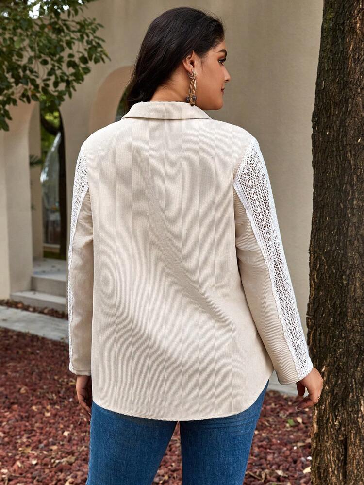 Plus Contrast Lace Shirt