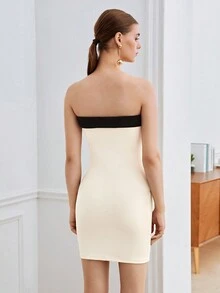 BizChic 素色毛茸茸緊身洋裝無鏈 - 杏色 - 查看 2