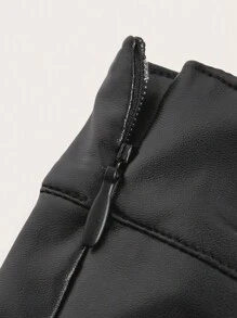 SHEIN ICON Lace Up Front PU Leather Flare Leg Pants - Black - View 4