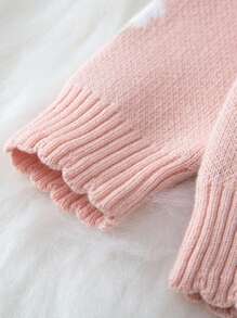 女嬰花卉圖案套頭毛衣 - 粉色 - 查看 3