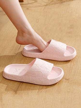Ladies' Thickened Anti-slip Lightweight Soft Eva Material Pink Bathroom Home Bear Slippers