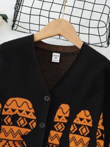 男大童幾何圖案前紐扣開襟衫 - 彩色 - 查看 3