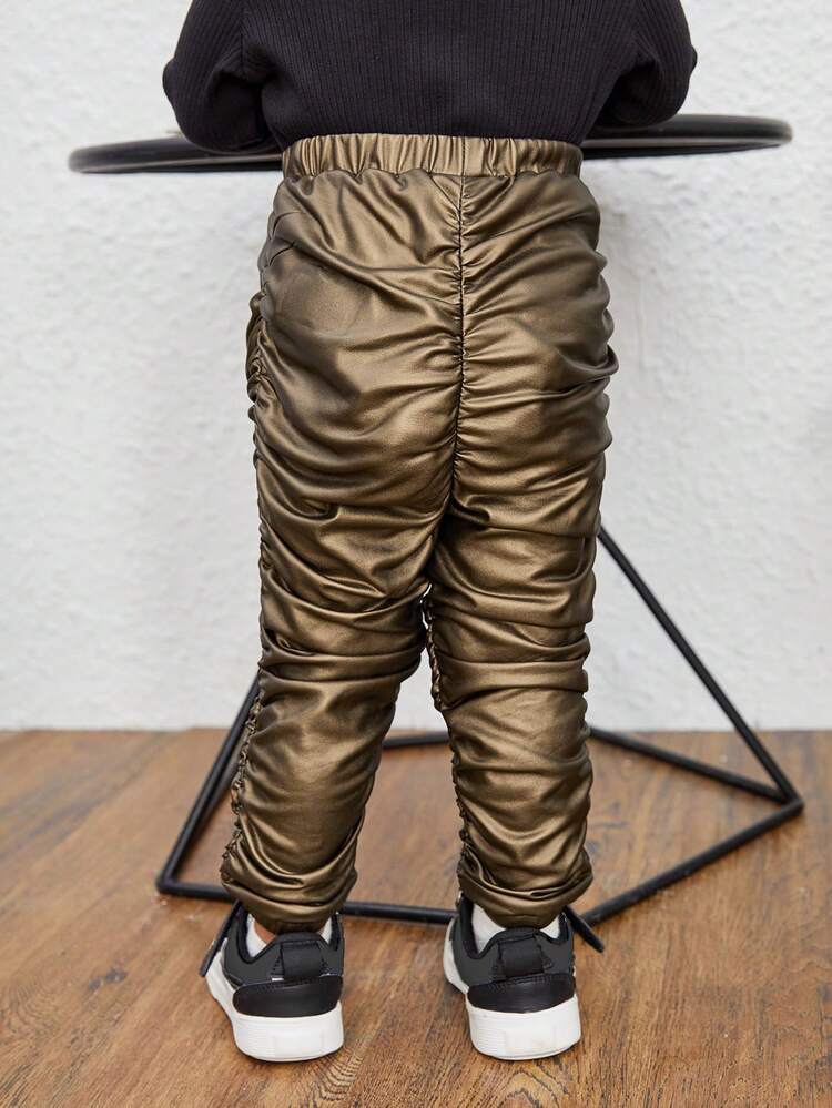 Baby Girl Elastic Waist Thermal Lined Pants