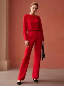 MOTF PREMIUM PEARL BUTTON BLOUSE - Red - View 7